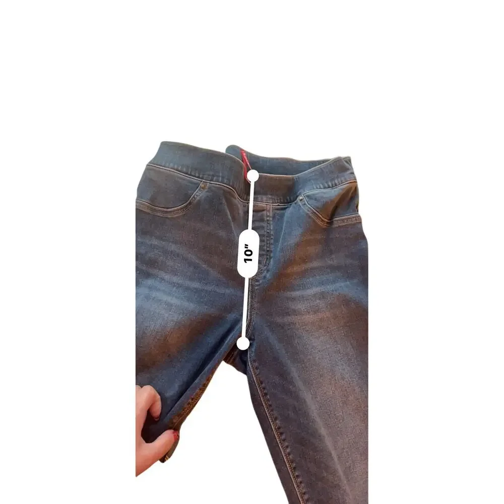 Spanx Jeans Jeggings Womens Large Pull On Stretch Skinny Leg Raw Hem High Rise